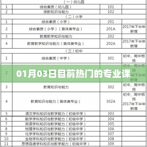 热门专业课趋势解析,01月03日最新动态