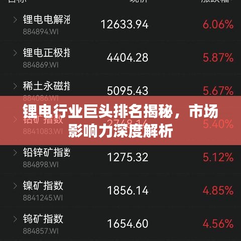 锂电行业巨头排名揭秘,市场影响力深度解析