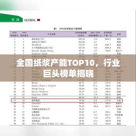 全国纸浆产能TOP10，行业巨头榜单揭晓
