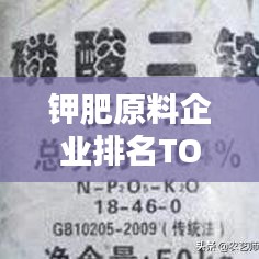 钾肥原料企业排名TOP10，行业巨头一览