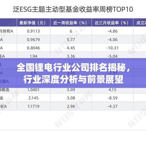 全国锂电行业公司排名揭秘，行业深度分析与前景展望