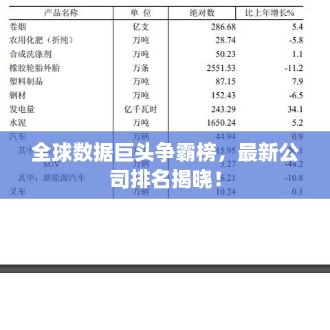 全球数据巨头争霸榜,最新公司排名揭晓!