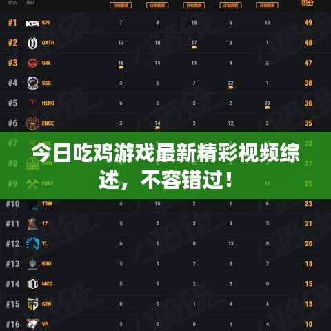 今日吃鸡游戏最新精彩视频综述,不容错过!