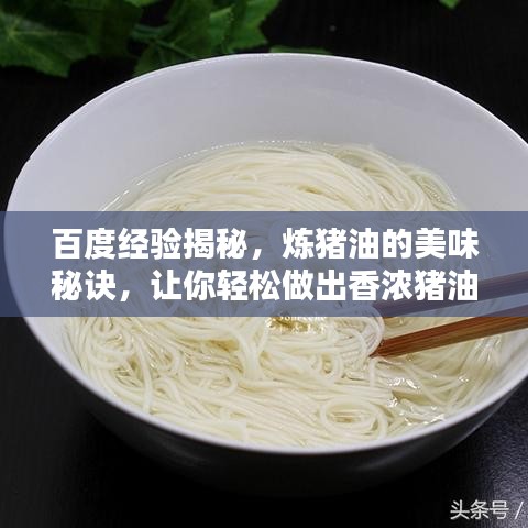 百度经验揭秘,炼猪油的美味秘诀,让你轻松做出香浓猪油!